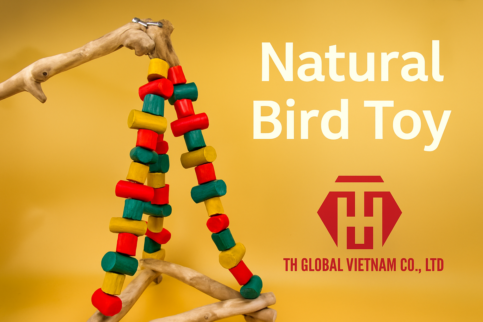 Coffee Wood Bird Toy – Natural Enrichment Toy for Birds