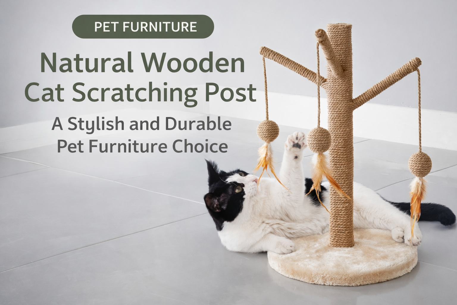 Natural Wooden Cat Scratching Post – A Stylish and Durable Pet Furniture Choice