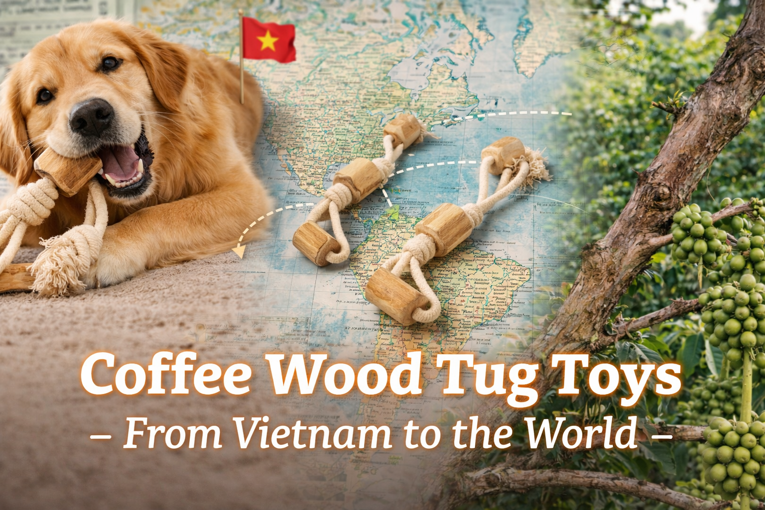 Coffee Wood Tug Toys – Natural and Durable Playtime for Dogs
