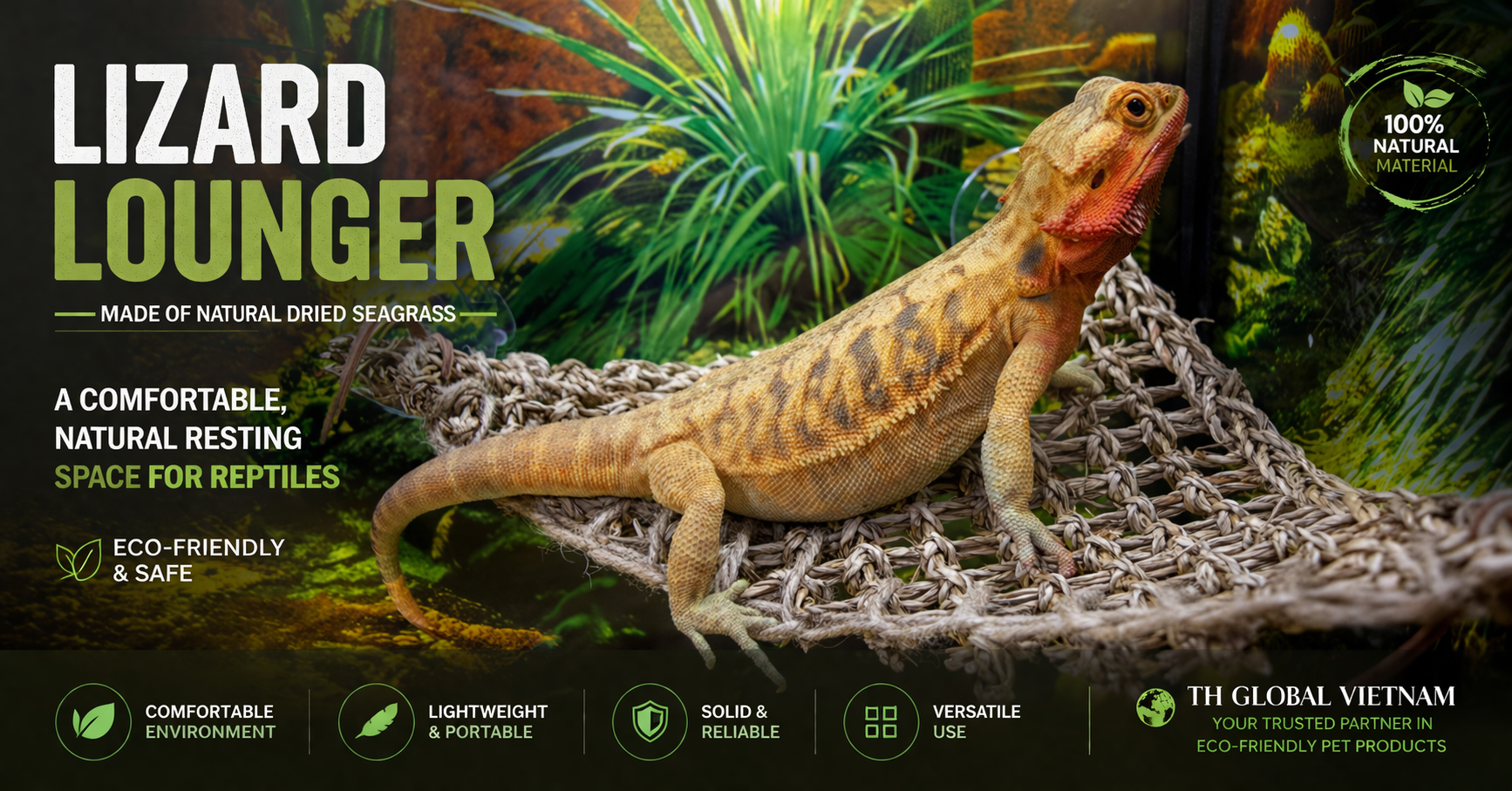 Natural Seagrass Lizard Lounger – A Comfortable and Eco-Friendly Choice for Reptiles