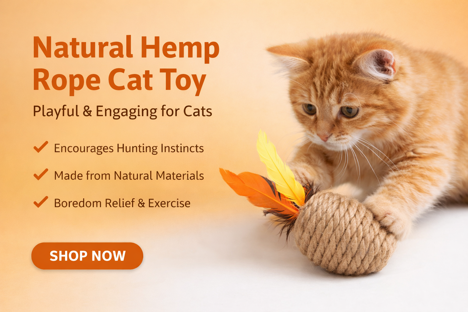 Natural Hemp Rope Cat Teaser Toy for Active and Happy Cats