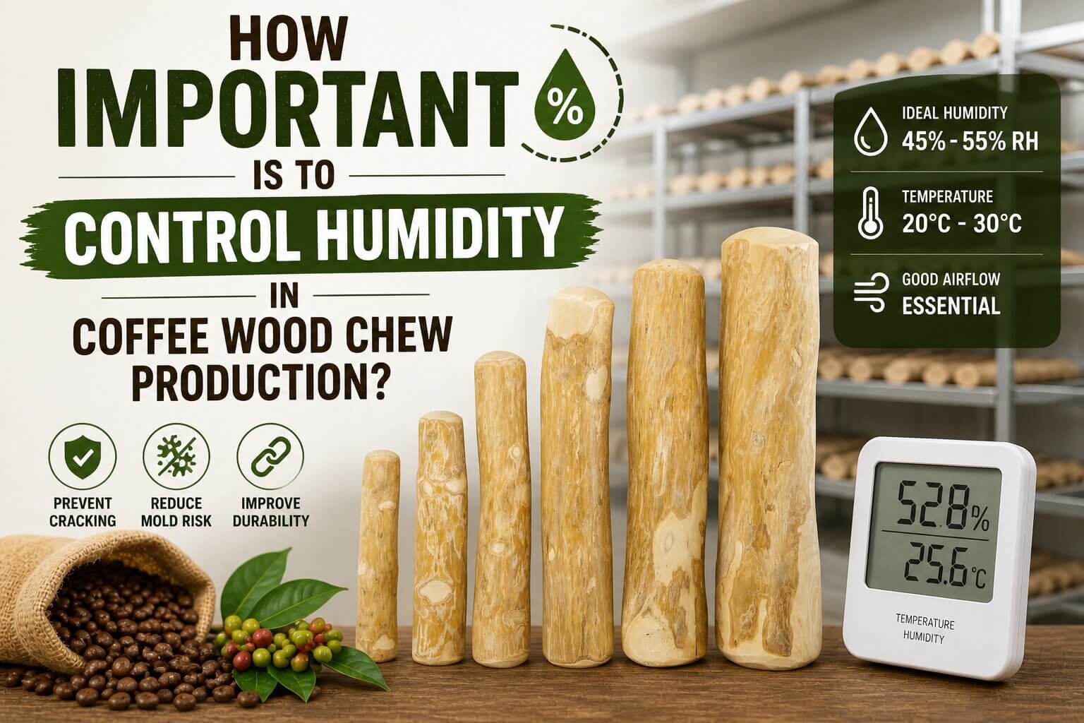 How to Control Humidity in Coffee Wood Chew Production?
