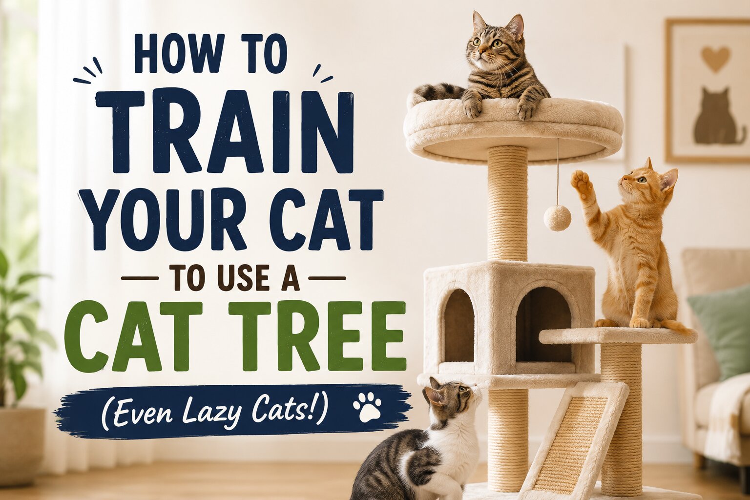 train cat to use cat tree with positive reinforcement